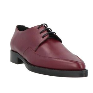 Burgundy Leather Lace-Up Shoes – Minimalist Pointed Toe Oxford
